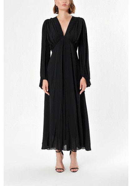 Siyah Büzgülü Elbise 93847 fiyatları