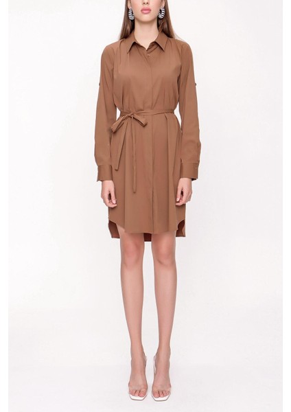 Hardal Kemerli Gömlek Elbise 94006 fırsatları