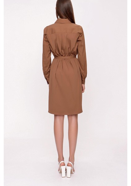 Hardal Kemerli Gömlek Elbise 94006