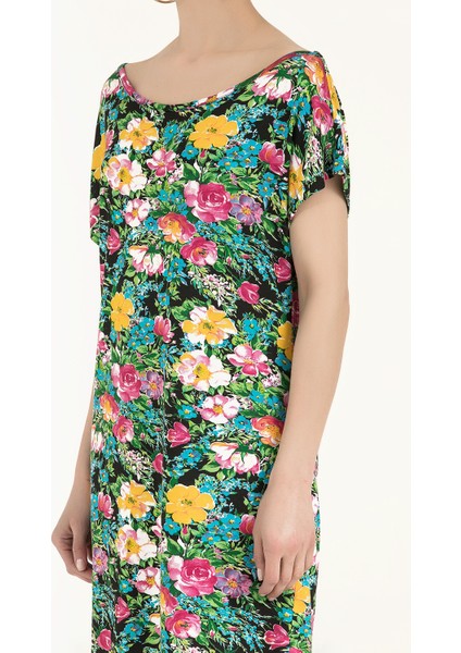 Siyah Desenli Örme Mini Elbise 91021 modelleri
