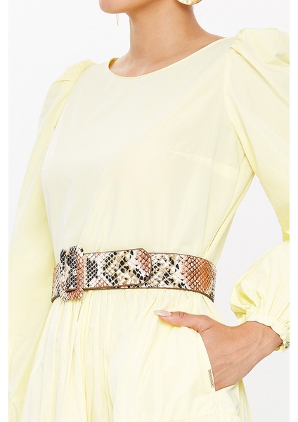 Sarı Balon Kol Elbise 93126 modelleri