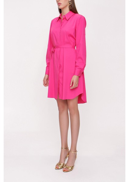 Fuşya Kemerli Gömlek Elbise 94006 fiyatları