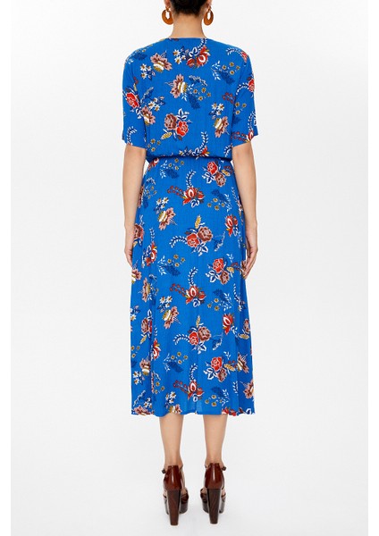 Mavi Anvelop Kapama Lastikli Midi Elbise 92790 fırsatları