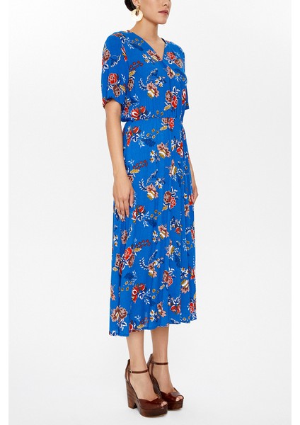 Mavi Anvelop Kapama Lastikli Midi Elbise 92790 indirimleri