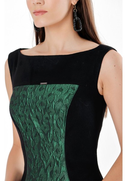 Yeşil Dar Kesim Yün Elbise 90760 indirimleri