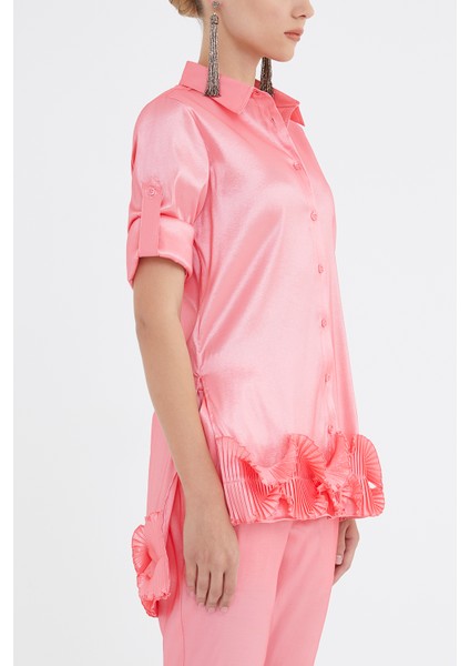 Pembe Piliseli Gömlek 10735 modelleri