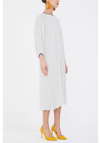 Beyaz Piliseli Midi Elbise 92914 fiyatları