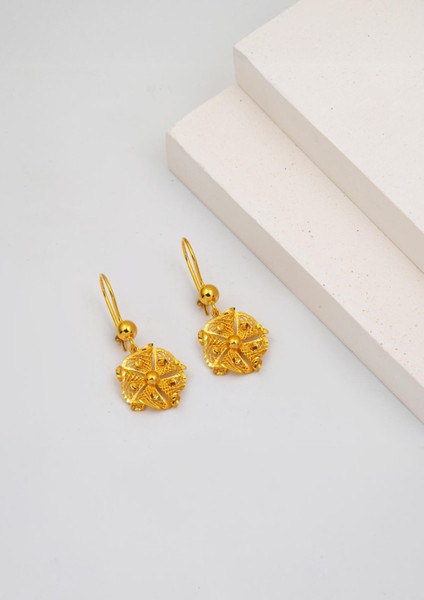 Telkari Işlemeli 22 Ayar Altın Sallantılı Küpe modelleri