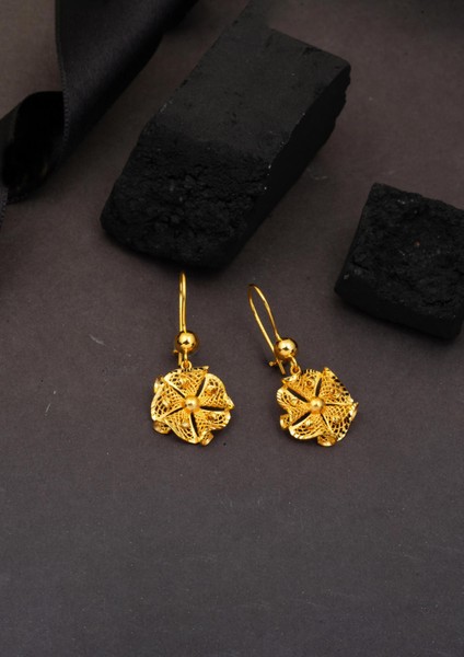 Telkari Işlemeli 22 Ayar Altın Sallantılı Küpe fırsatları