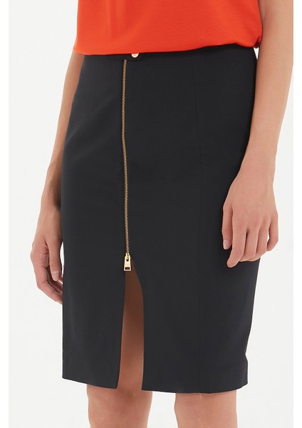 Siyah Derin Yırtmaçlı Kalem Etek 80641 modelleri