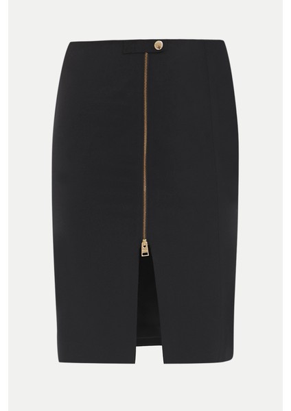 Siyah Derin Yırtmaçlı Kalem Etek 80641 indirimleri