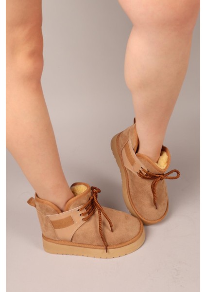 Puff Içi Suni Kürklü Süet Bot Camel