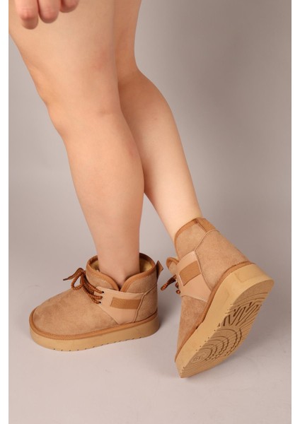 Puff Içi Suni Kürklü Süet Bot Camel modelleri