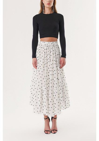 Puantiyeli Pileli Beli Lastikli Uzun Etek 81245 fiyatları