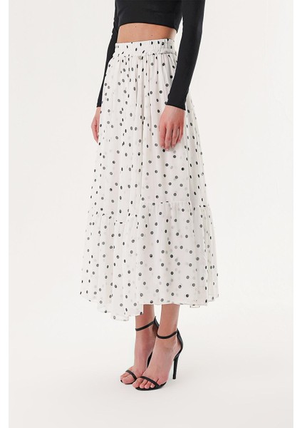 Puantiyeli Pileli Beli Lastikli Uzun Etek 81245 modelleri