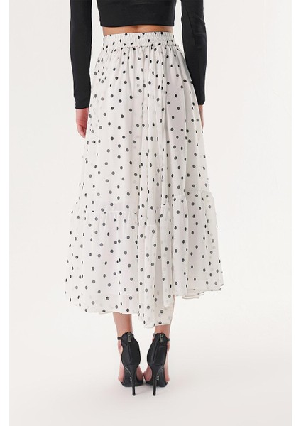 Puantiyeli Pileli Beli Lastikli Uzun Etek 81245 fırsatları
