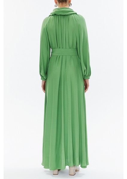 Yeşil Reglan Kol Salaş Uzun Elbise 93356 fırsatları