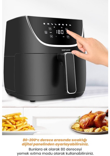 Dijital 1700W 8 Programlı Yağsız Sıcak Hava Fritözü, 5.7l fiyatları
