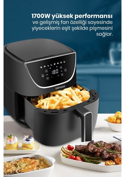 Dijital 1700W 8 Programlı Yağsız Sıcak Hava Fritözü, 5.7l modelleri