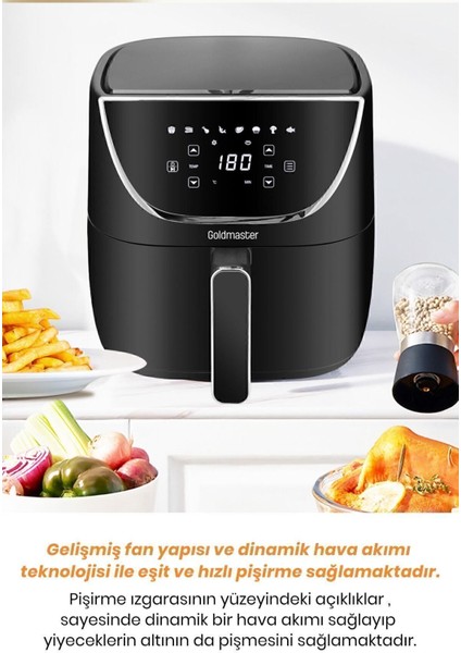 Dijital 1700W 8 Programlı Yağsız Sıcak Hava Fritözü, 5.7l fırsatları