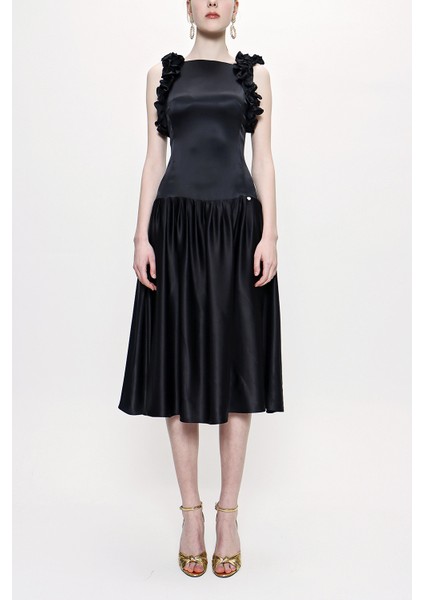 Siyah Kolsuz Dar Kesim Elbise 93901 fiyatları