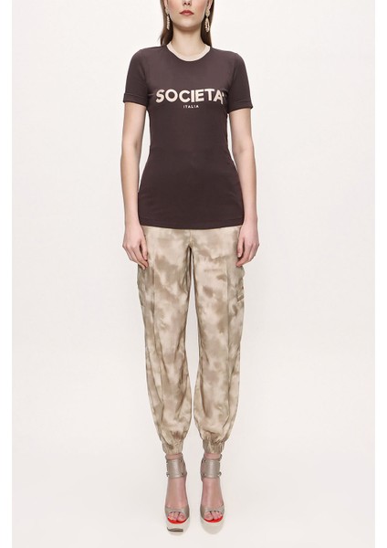 Kahve Baskılı Tshirt 19831