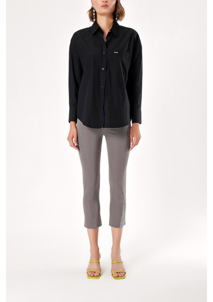 Siyah Bol Kesim Gömlek 10824