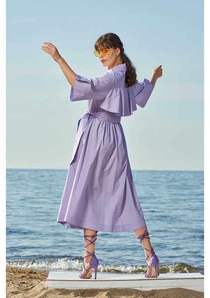 Lila Anvelop Kapama Poplın Elbise 93540 modelleri