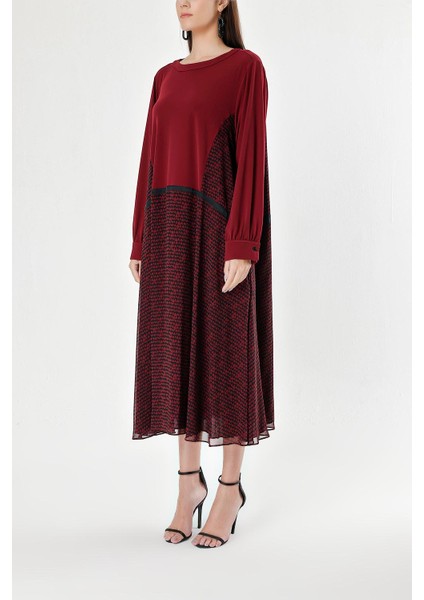 Mor Uzun Kollu Bol Kesim Elbise 93719 modelleri