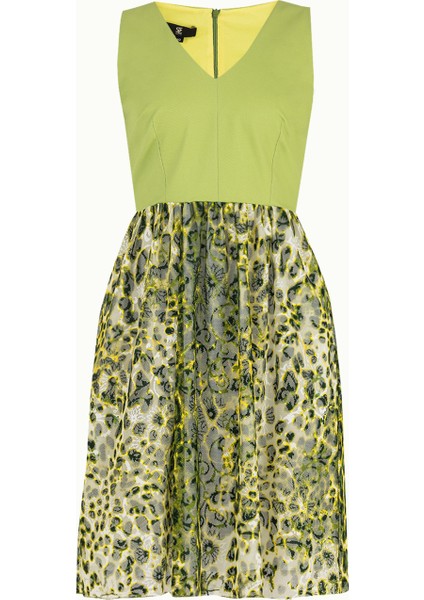 Yeşil Dantelli V Yaka Pamuk Mini Elbise 91843 indirimleri