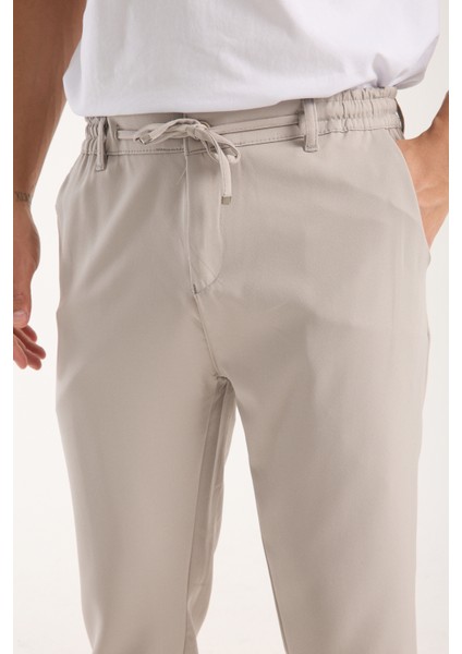 Erkek Jogger Bel Lastikli Düğmeli Fermuarlı Bağcıklı Likralı Antrasit Pantolon