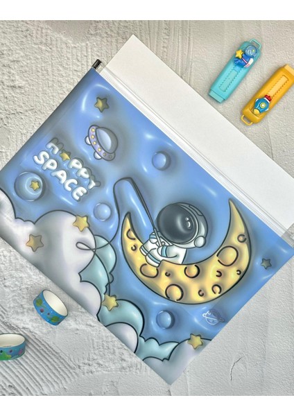 Uzay Keşfi Şeffaf Tek Bölmeli A4 Fermuarlı Dosya Klasörü / Belge Dosyası/düzenleyici Klasör/ Dosya fırsatları