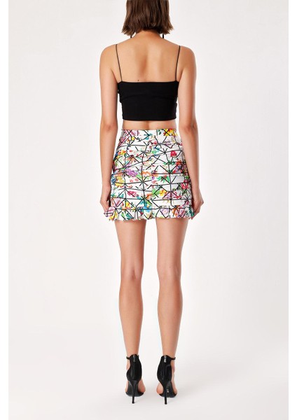 Ekru Siyah Çizgili Büzgülü Dar Kesim Midi Etek 81123 fırsatları