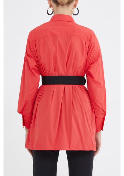 Kırmızı Gül Detaylı Salaş Gömlek 10741 indirimleri