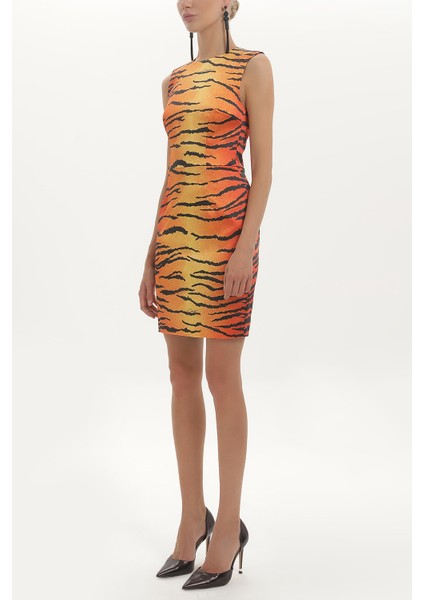 Kırmızı Desenli Saten Mini Elbise 91358 indirimleri