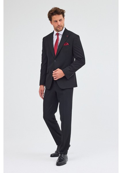 Siyah Kırlangıç Yaka Tam Astar 6 Drop Slim Fit Takım Elbise 1001255162 fırsatları