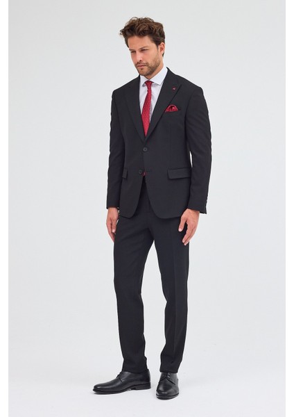 Siyah Kırlangıç Yaka Tam Astar 6 Drop Slim Fit Takım Elbise 1001255162 indirimleri