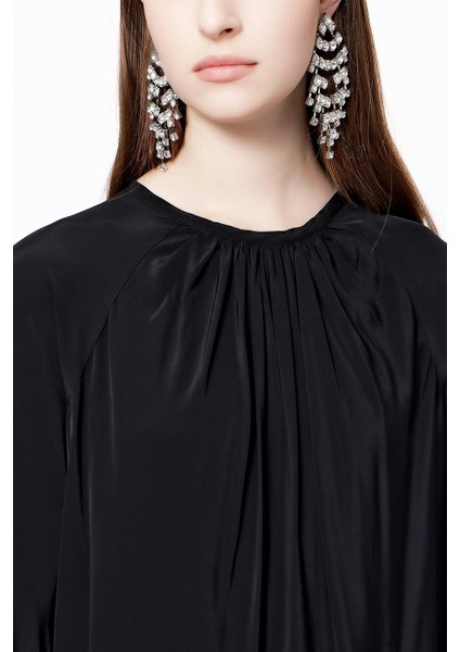 Siyah Kolları Büzgülü Bluz 19833 modelleri