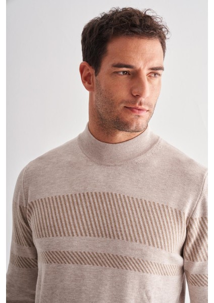 Bej Yarım Balıkçı Yaka Uzun Kol Cepsiz Comfort Fit Pamuklu Triko Kazak 1012255213 fırsatları