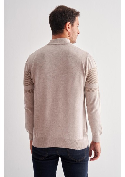 Bej Yarım Balıkçı Yaka Uzun Kol Cepsiz Comfort Fit Pamuklu Triko Kazak 1012255213 indirimleri