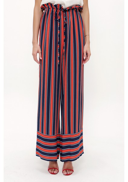 Kırmızı Beli Lastikli Bol Paça Pantolon 41346