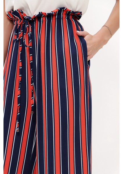 Kırmızı Beli Lastikli Bol Paça Pantolon 41346