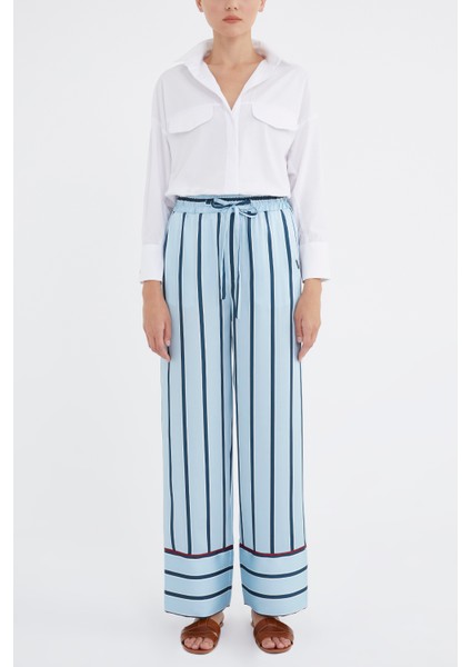 Mavi Beli Lastikli Bol Kesim Pantolon 41344