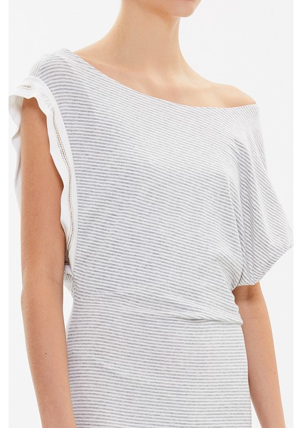 Gri Asimetrik Kesim Mini Elbise 90644