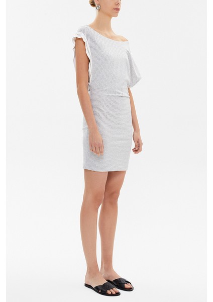 Gri Asimetrik Kesim Mini Elbise 90644