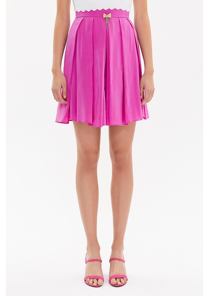 Fuşya Bol Kesim Pilili Etek 80414