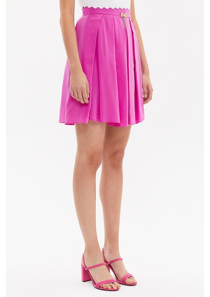 Fuşya Bol Kesim Pilili Etek 80414