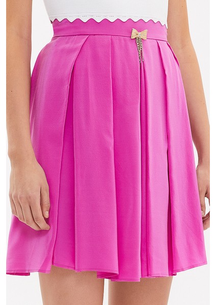 Fuşya Bol Kesim Pilili Etek 80414