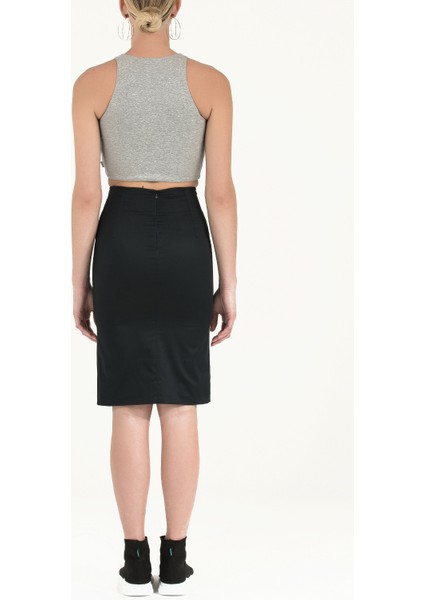 Lacivert Dar Kesim Cepli Etek 80390