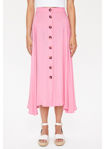 Pembe Düğmeli Volanlı Etek 81063 fiyatları